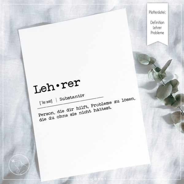 Plotterdatei DEFINITIÖNCHEN Lehrer (Probleme) [Digital]