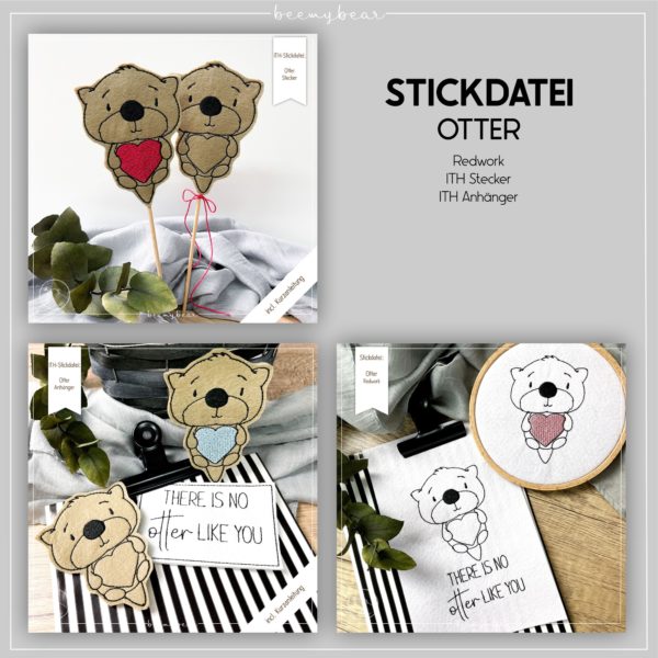 Stickdatei - OTTER Redwork, ITH-Stecker, ITH-Anhänger [Digital]