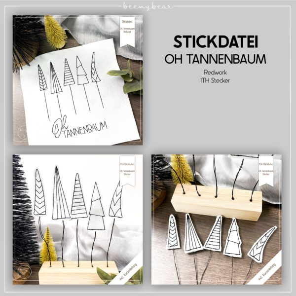 Stickdatei - OH TANNENBAUM Redwork, ITH-Stecker [Digital]