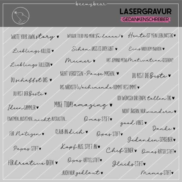 Lasergravur Gedankenschreiber